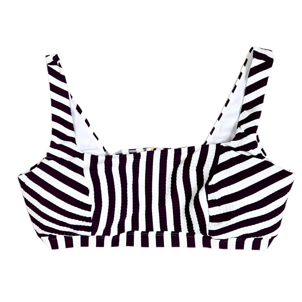 Swimsuits For All Dark Brown Striped Bikini Top - Size 20